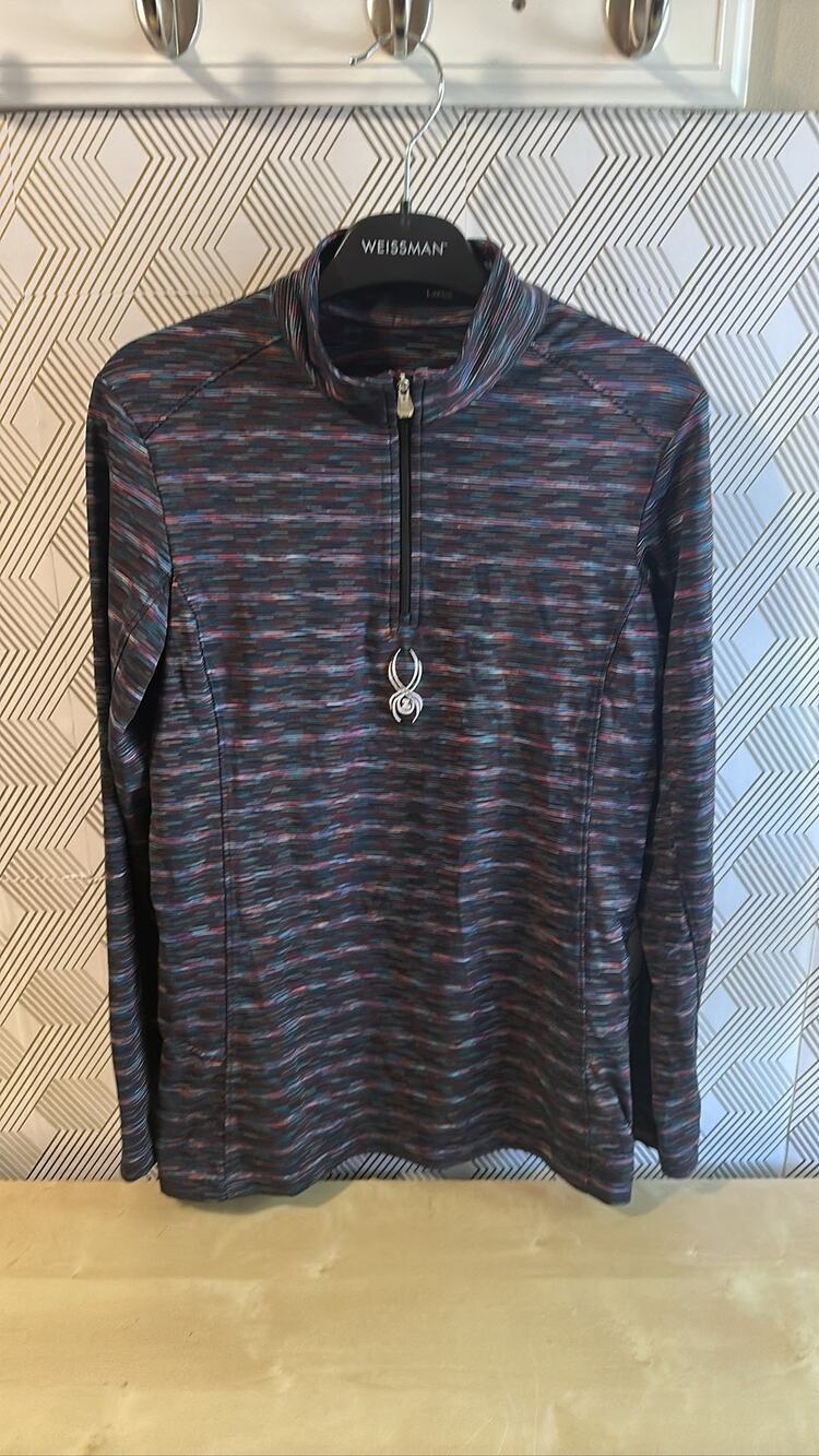 Spyder Girls XL 1/4 Zip Pullover Mock Neck Space Dye Multi Color Shirt